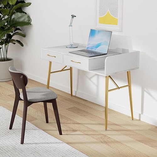 Miniatura 9 de ivinta Escritorio para computadora de 47 pulgadas, mesa de pie moderna con almacenamiento para oficina en casa, escritorio para computadora portátil