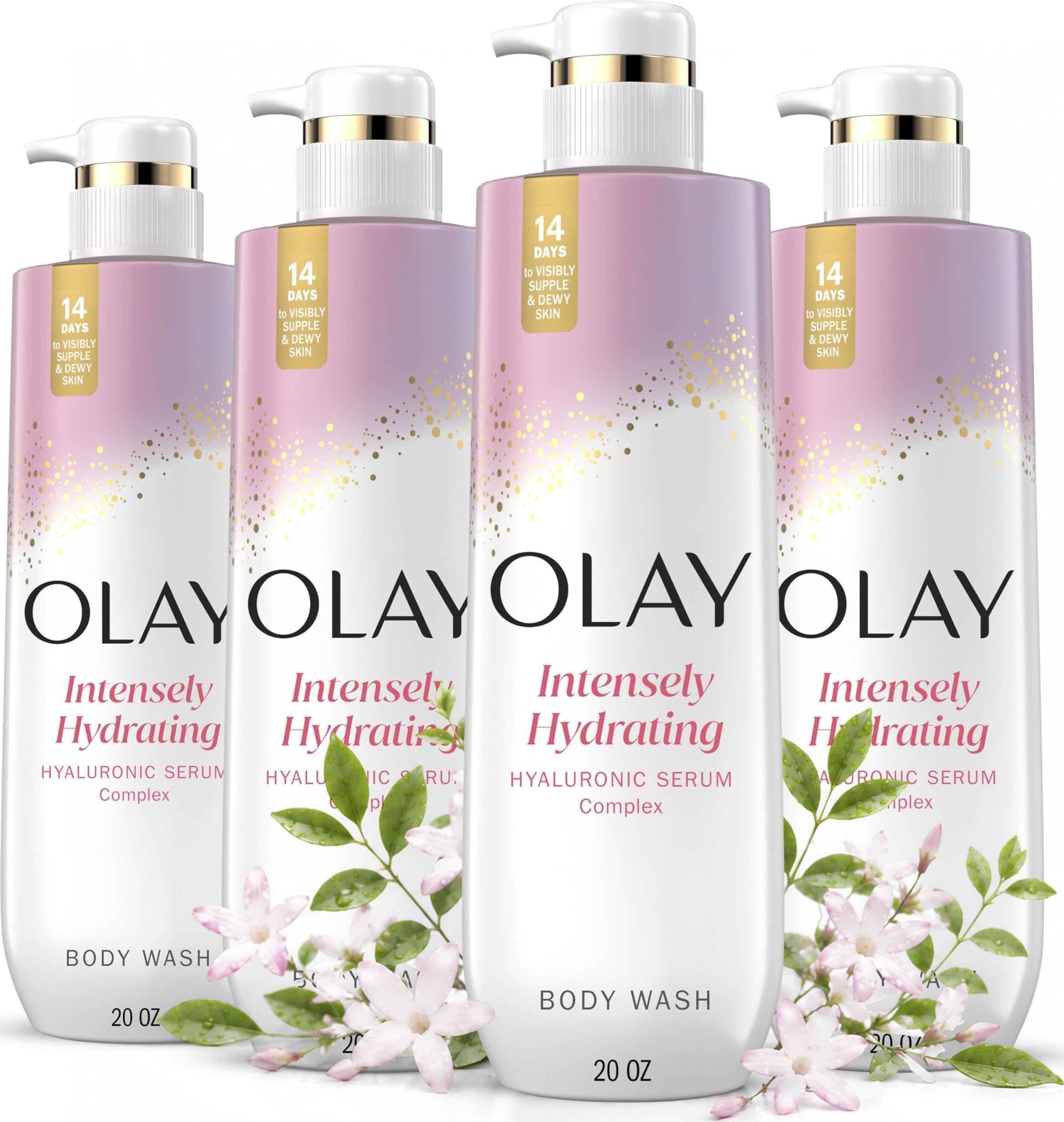 Olay Intensely Hydating Repair Body Wash for Women, Triple Complex with Repair Lipids, Vitamin B3, & Hyaluronic Acid, Intense Hydration & Long-Lasting Moisture, For All Skin Types, 20 oz (Pack of 4)