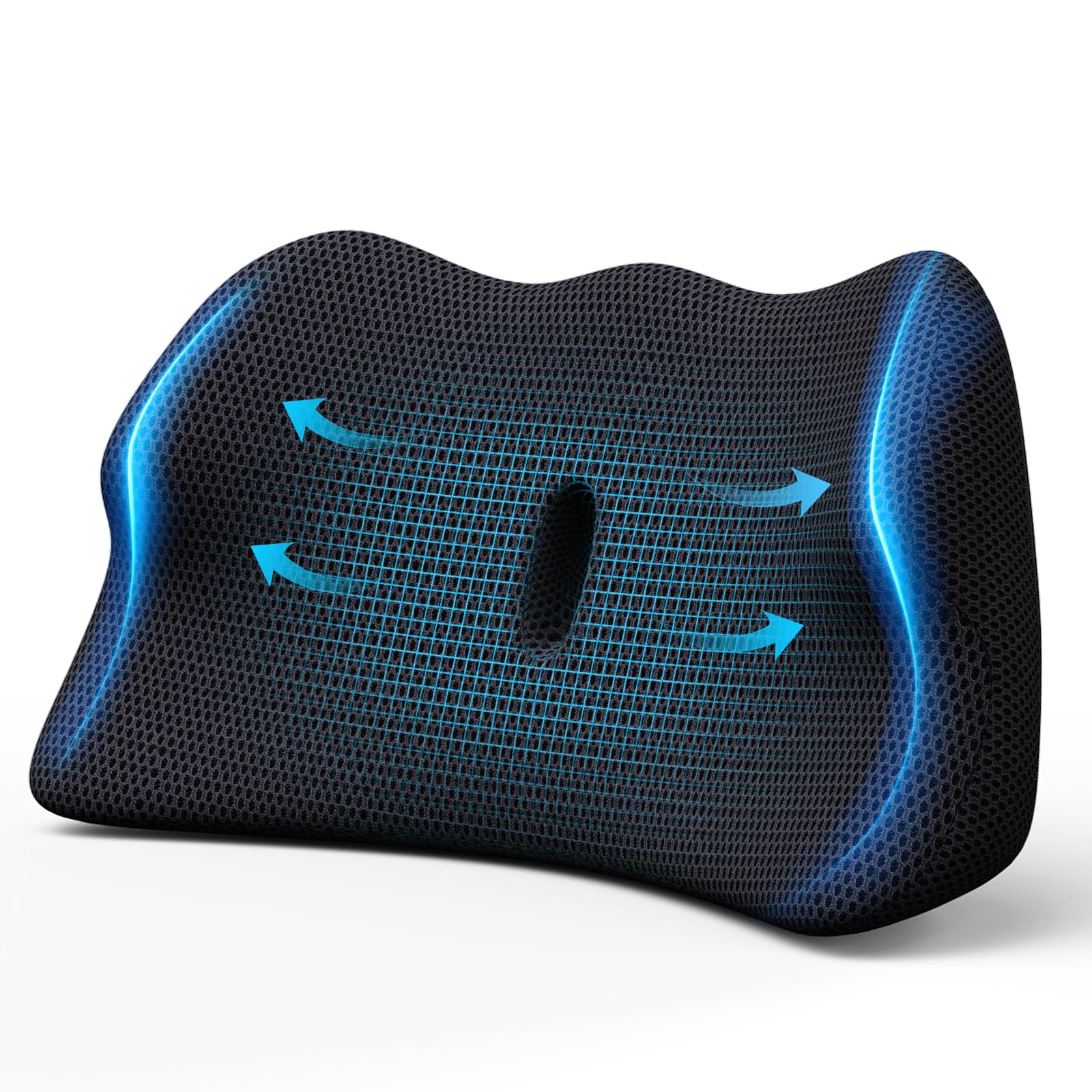 Benazcap Lumbar Support Cushion for Lower and Middle Back, Memory Foam Back Support Cushion for Car, Office Chair,Wheelchair, Car Seat Back Support for Driving, Black-image-30