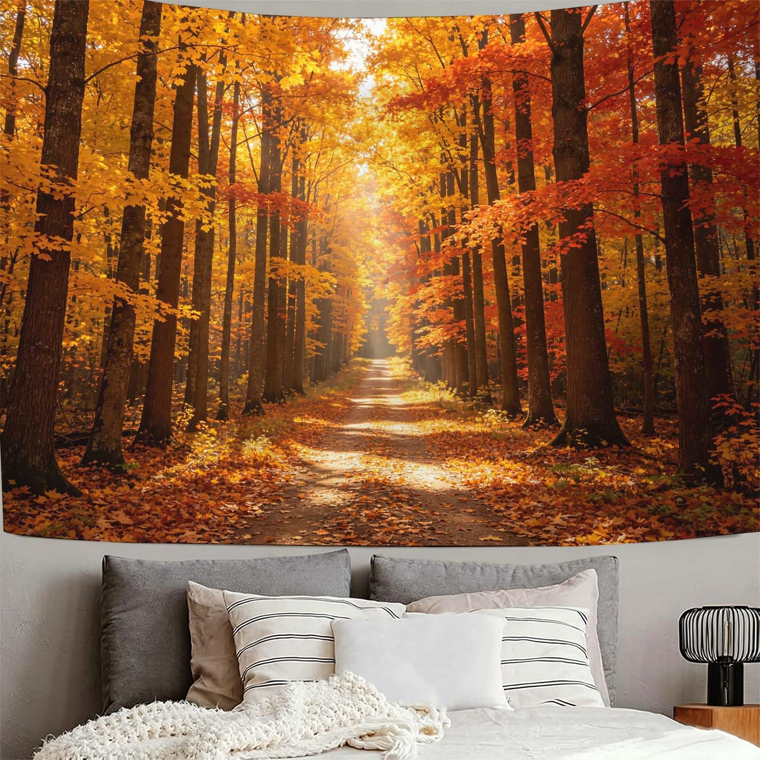 Arazzo da Parete Grande 300x260 cm Bosco Autunnale 3D Telo da Parete
