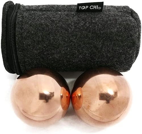 Top Chi Bolas Baoding de cobre sólido con bolsa de transporte para terapia de manos, ejercicio y alivio del estrés (mediano de 1.5 pulgadas)