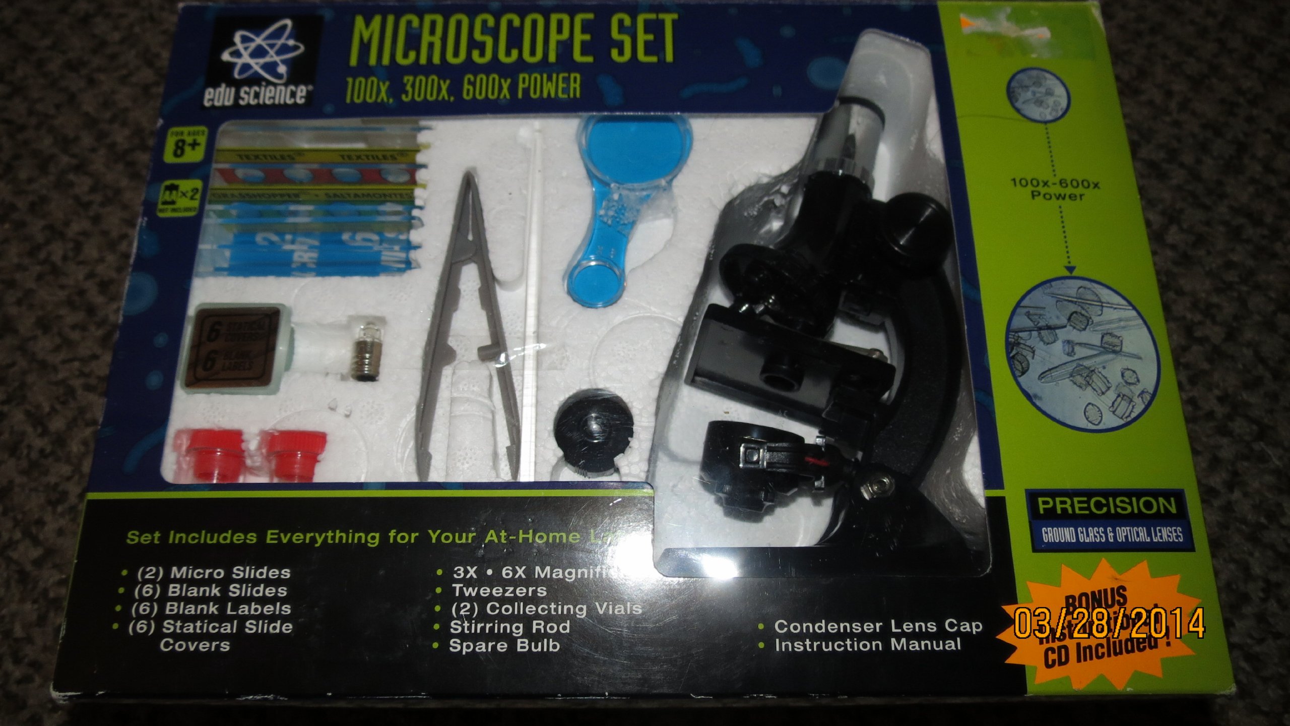 Edu Science Microscopio Set ~ 100x, 300x, 600x Power
