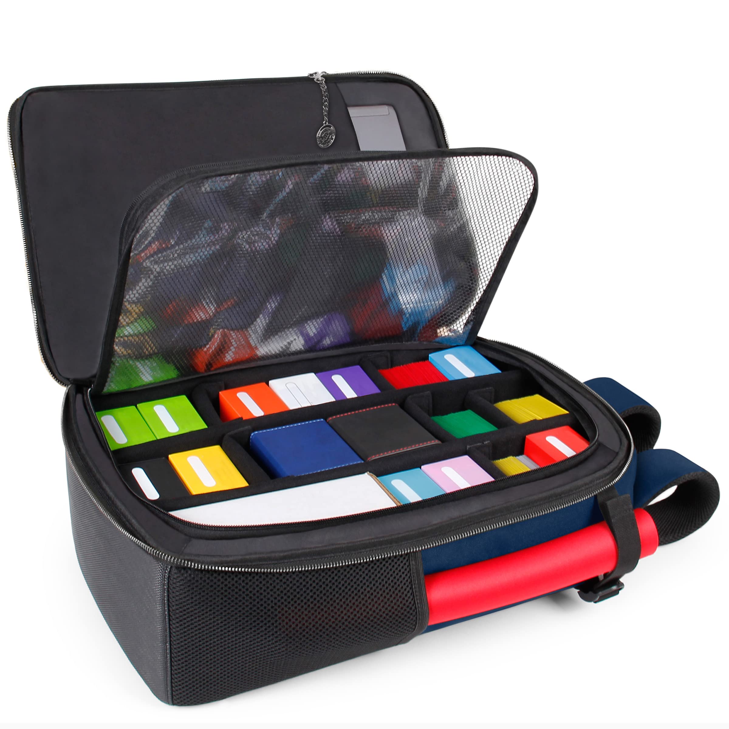 ENHANCE MTG Backpack - Collector's Edition TCG Backpack for Deck Boxes, Sleeved Cards, Playmats, MTG Accessories - Customizable Card Organization with Built-in Defender Screen (Dragon Blue)