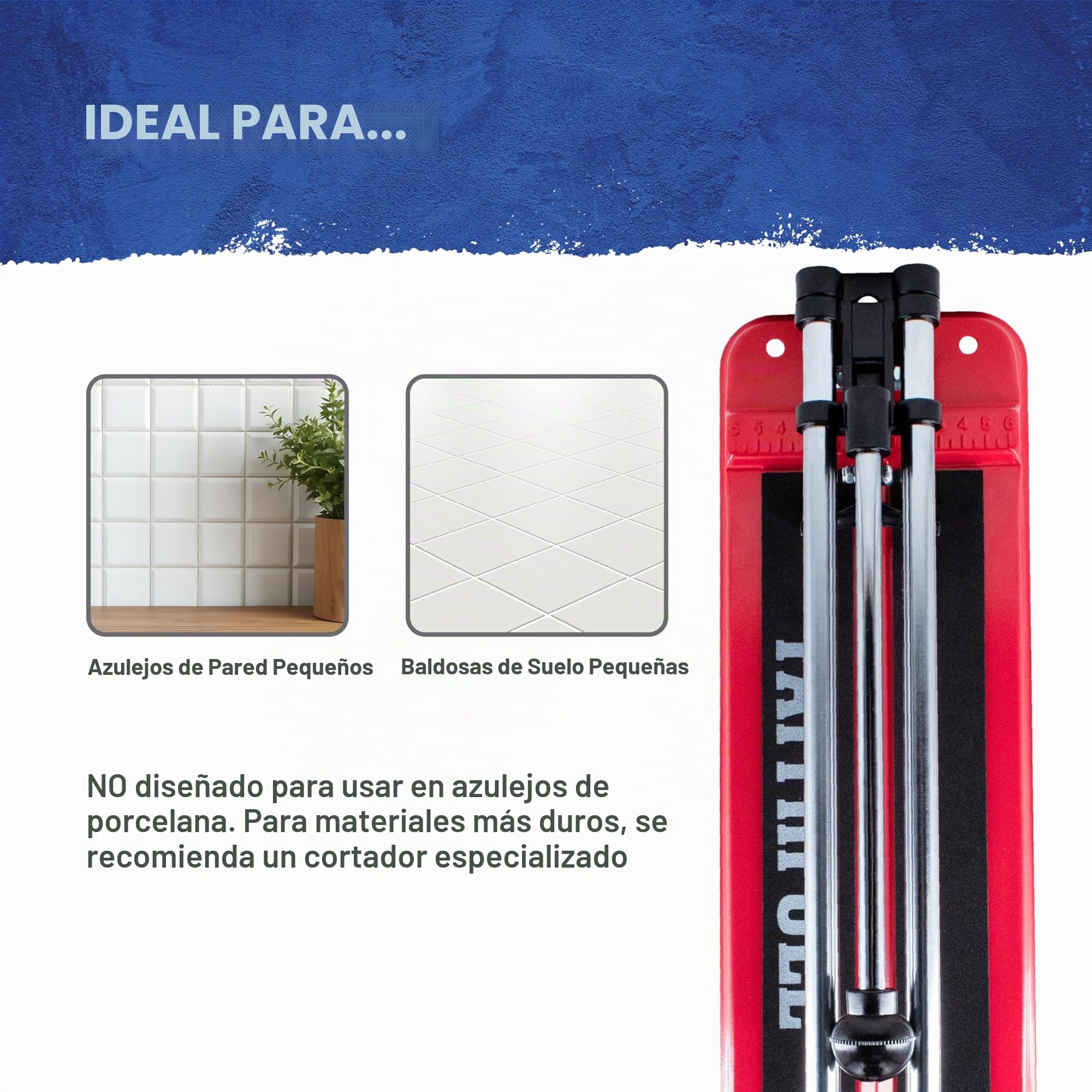 Cortadora Faithfull 300 mm - 300 mm cuadrados, 210 mm diag., 10 mm grosor | Doble riel, rueda de carburo de tungsteno, guía angular, base antideslizante para azulejos de pared, suelo y cantera