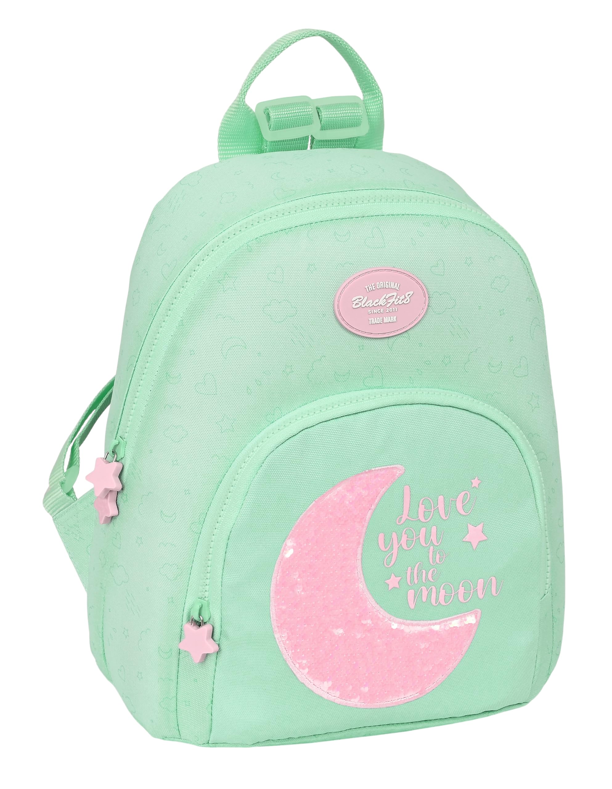 safta BLACKFIT8 Moon Mini Backpack for Everyday Use, Ideal for Children of Different Ages Comfortable and Versatile, Quality and Resilience, Recyclable Fabric, 25 x 13 x 30, Green, Estándar, Casual