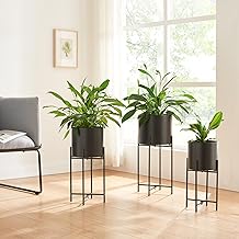 [en.casa] Orsa Plant Stands Set of 3 Flower Pot Stands Flower Pot Holder Plant Rack in 3 Sizes Flower Stand Flower Stool Metal Black