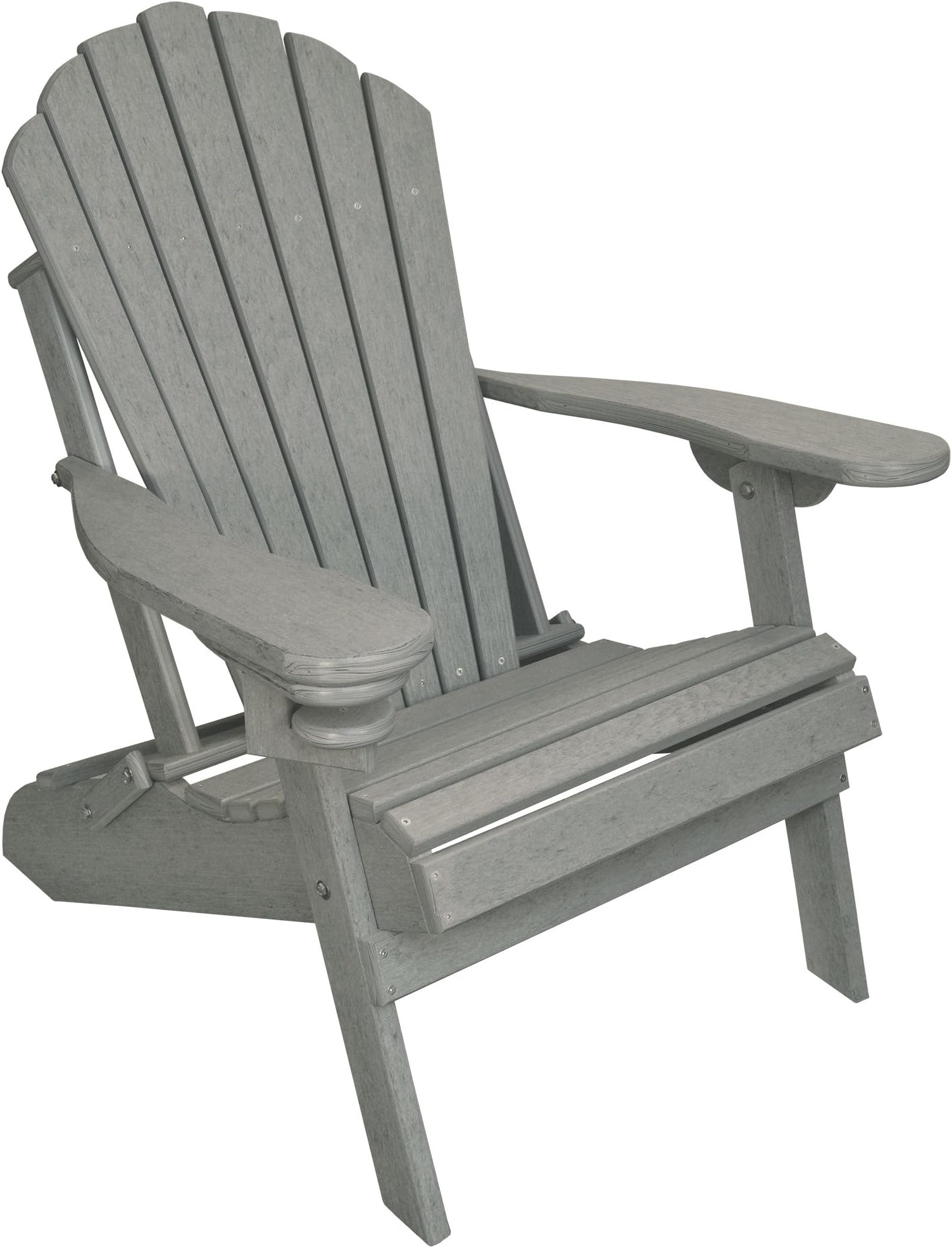 Outer Banks Deluxe Oversized Poly Lumber Folding Adirondack Chair (Driftwood Gray)