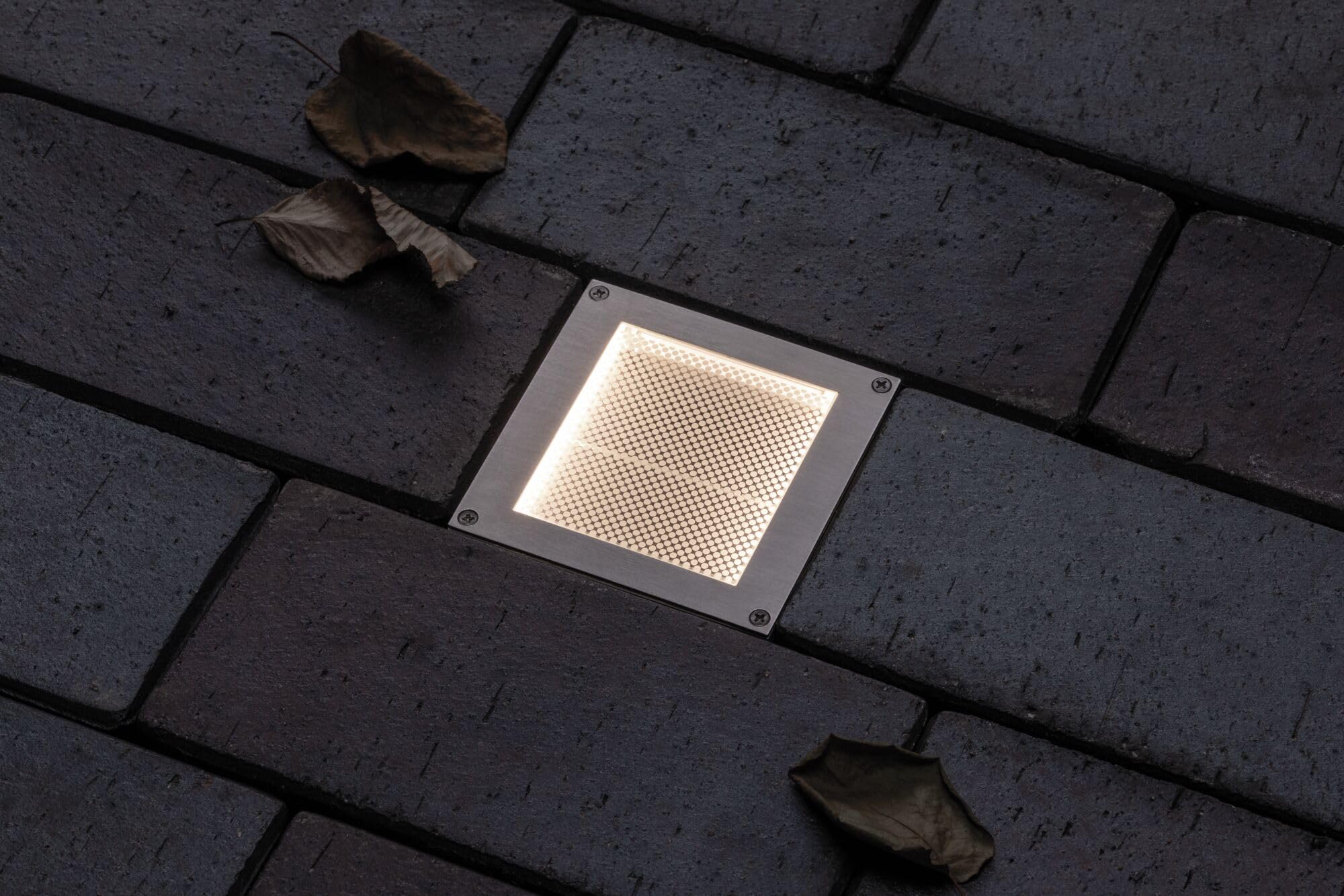 Paulmann 94238 Aron Spot solaire encastrable au sol LED carré avec 1 ampoule 0,7 W en acier inoxydable et plastique Blanc chaud 3000 K