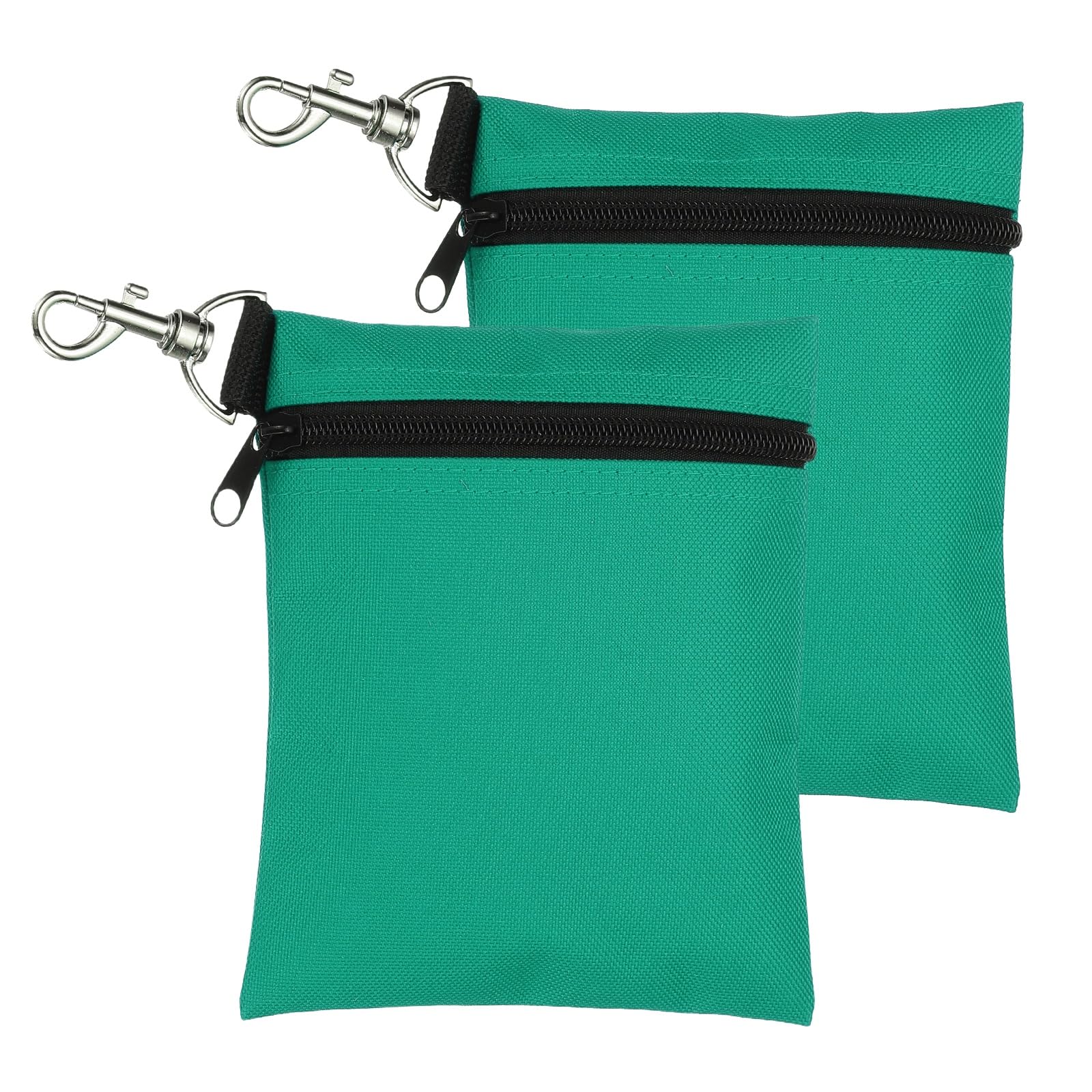 sourcing map 2 Pcs Golf Tee Pouch, 5.5" x 6.7" Professional Zipper Golf Tee Bag Accessories Pocket Gear Clip Bag with Metal Lobster Claw Clip Organizer Storage Bags for Men and Women, Green