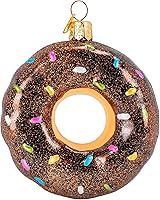 Vista 1 de Old World Christmas Adorno soplado de vidrio de dona esmerilado de chocolate para árbol de Navidad