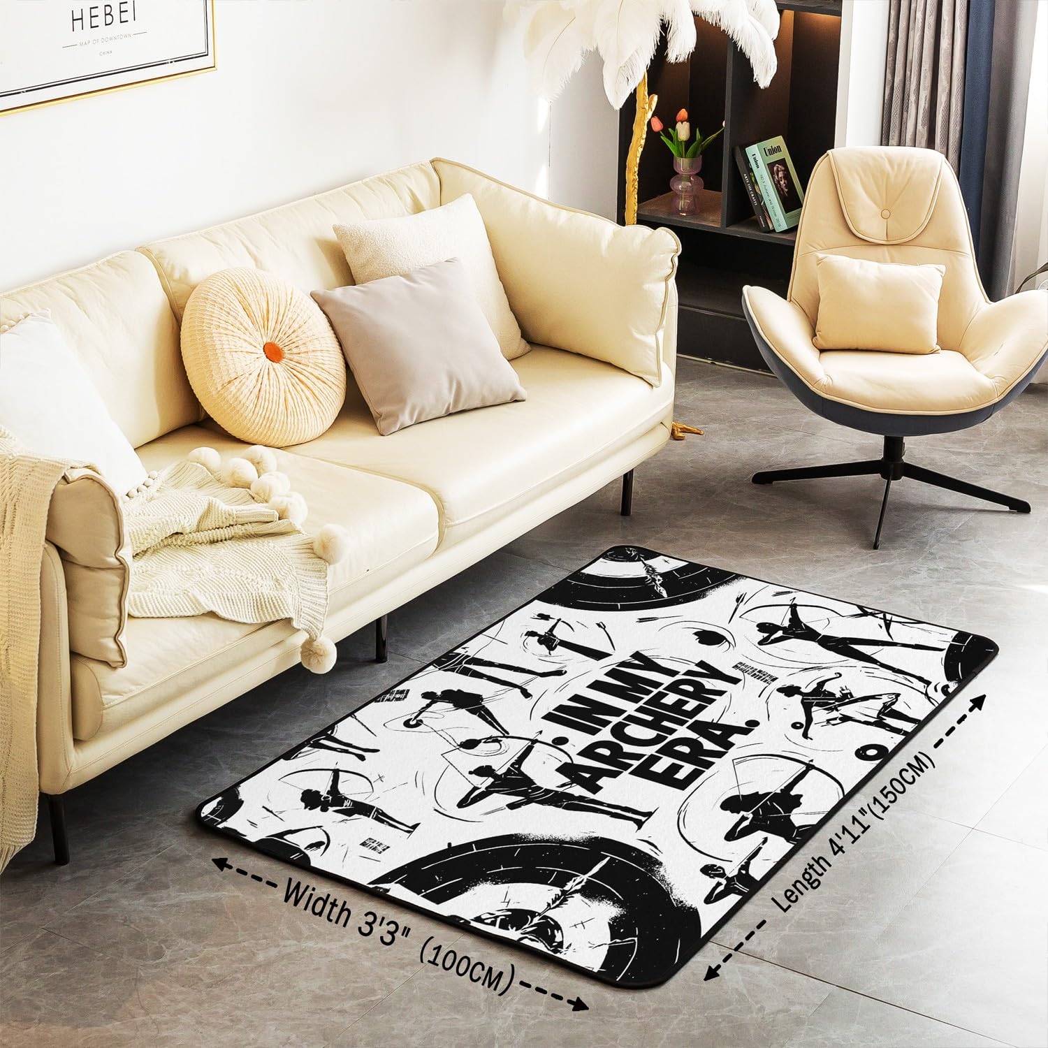 Homewish Dywaniki do gier łuczniczych 100 x 150 cm do sypialni salonu - łucznictwo cel nowoczesny dywan podłogowy do łóżka - łucznictwo sportowcy drukowane duże dywany łucznictwo motyw sportowy nie