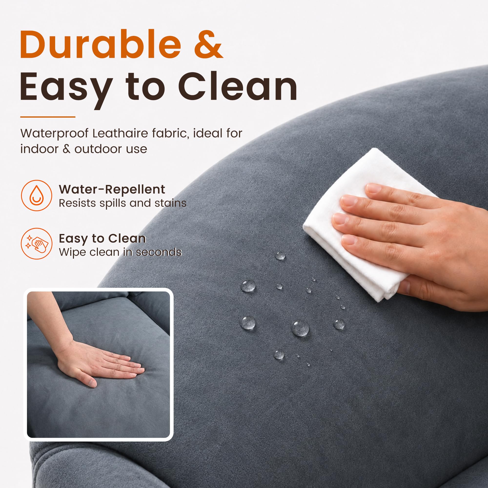 Pamapic Pouf a sacco per adulti con imbottitura, moderno ed ergonomico, con poggiapiedi, grande divano, tessuto impermeabile, uso interno ed esterno, grigio scuro