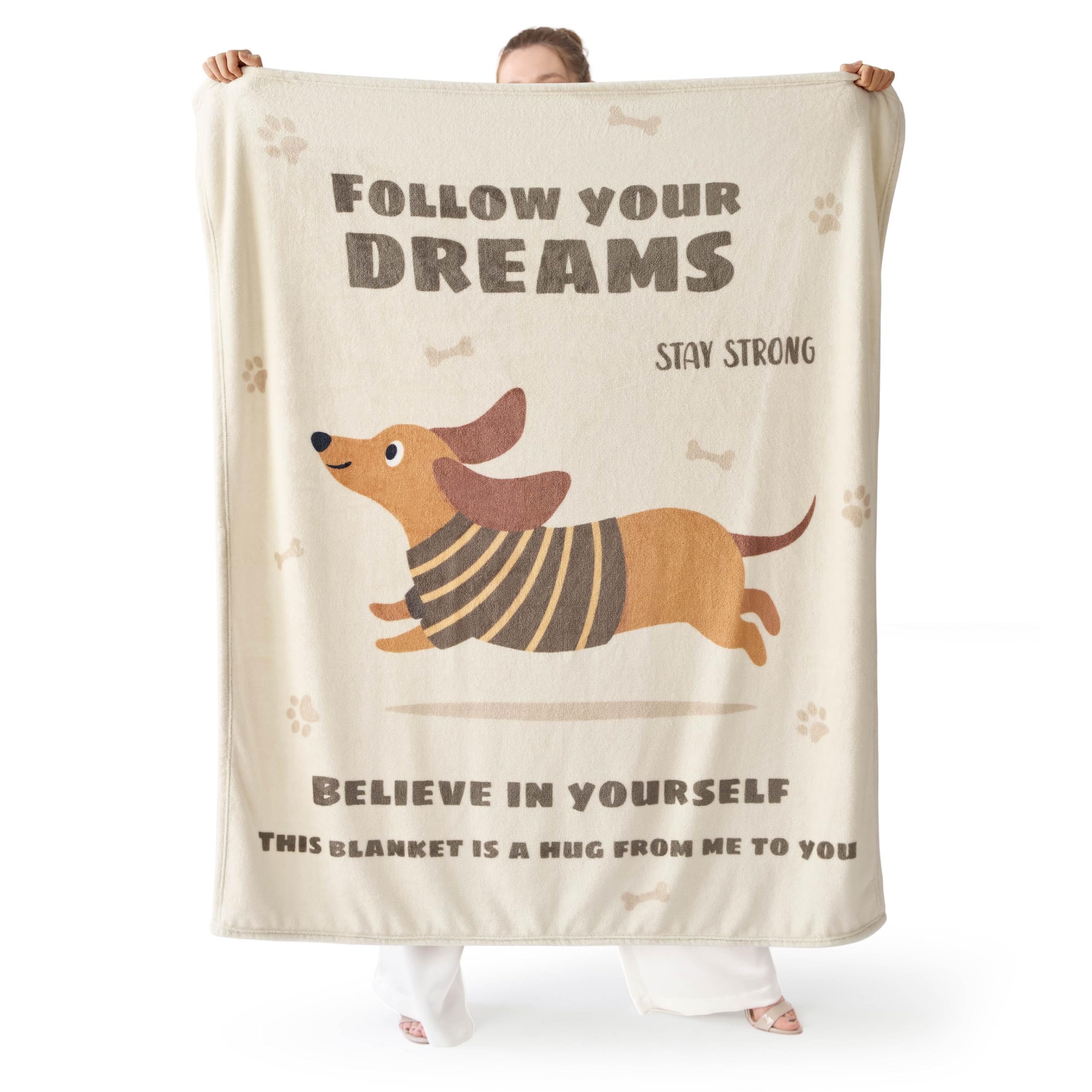 Bedsure Fleece Dog Throw Blanket - Dog Blanket Gifts For Dog Lovers, Soft Cozy Throws for Bed Single Size, Khaki, 130x150cm