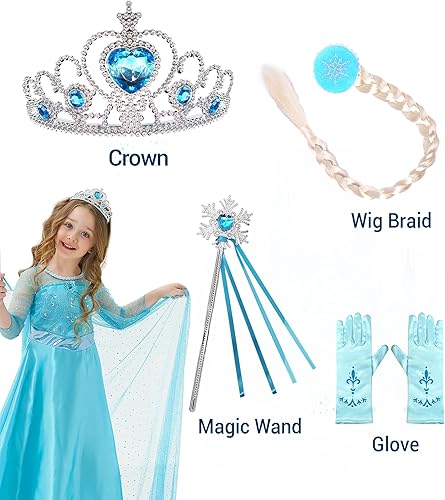 Miniatura 3 de Esvaiy Disfraz de princesa Elsa para niñas pequeñas, fiesta de cumpleaños, ropa de cosplay con accesorios