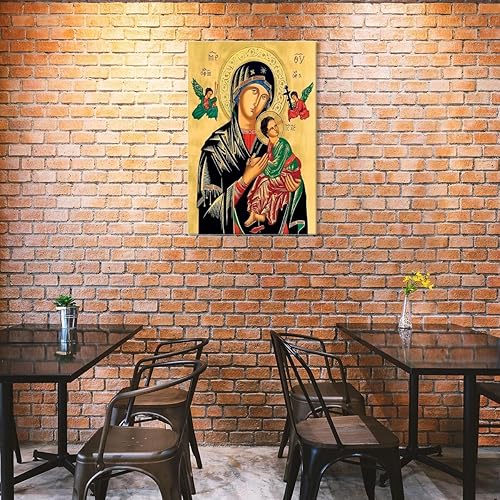 Miniatura 3 de Póster de "Our Lady Of Perpetual Help", impresión retro, pintura, arte de pared, estético, sala de estar, cocina, decoración del hogar, fondo sin