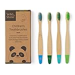 Wild & Stone | Organic Children\'s Bamboo Toothbrush | 4 Pack | Soft Fibre Bristles | 100% Biodegradable Handle | BPA Free | Vegan Eco Friendly Kids Toothbrushes (Aqua)