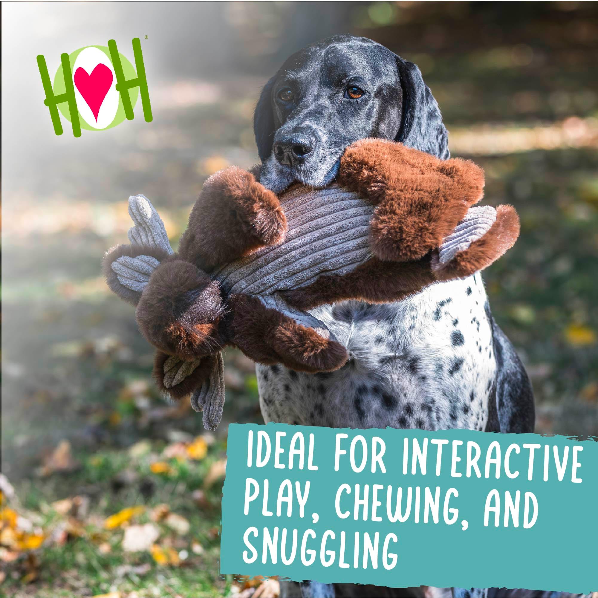 HuggleHounds X-Brace – Jouet interactif en peluche pour les garder occupés, jouet couineur et froissé pour chiens de petite, moyenne et grande taille, corde nouée interne durable, rembourrage minimal