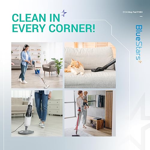 Miniatura 8 de BlueStars Paquete de 8 almohadillas de repuesto para fregona 2124, 2039A, 2307, 23157, 20391, 20399, compatibles con el limpiador de trapeador duro