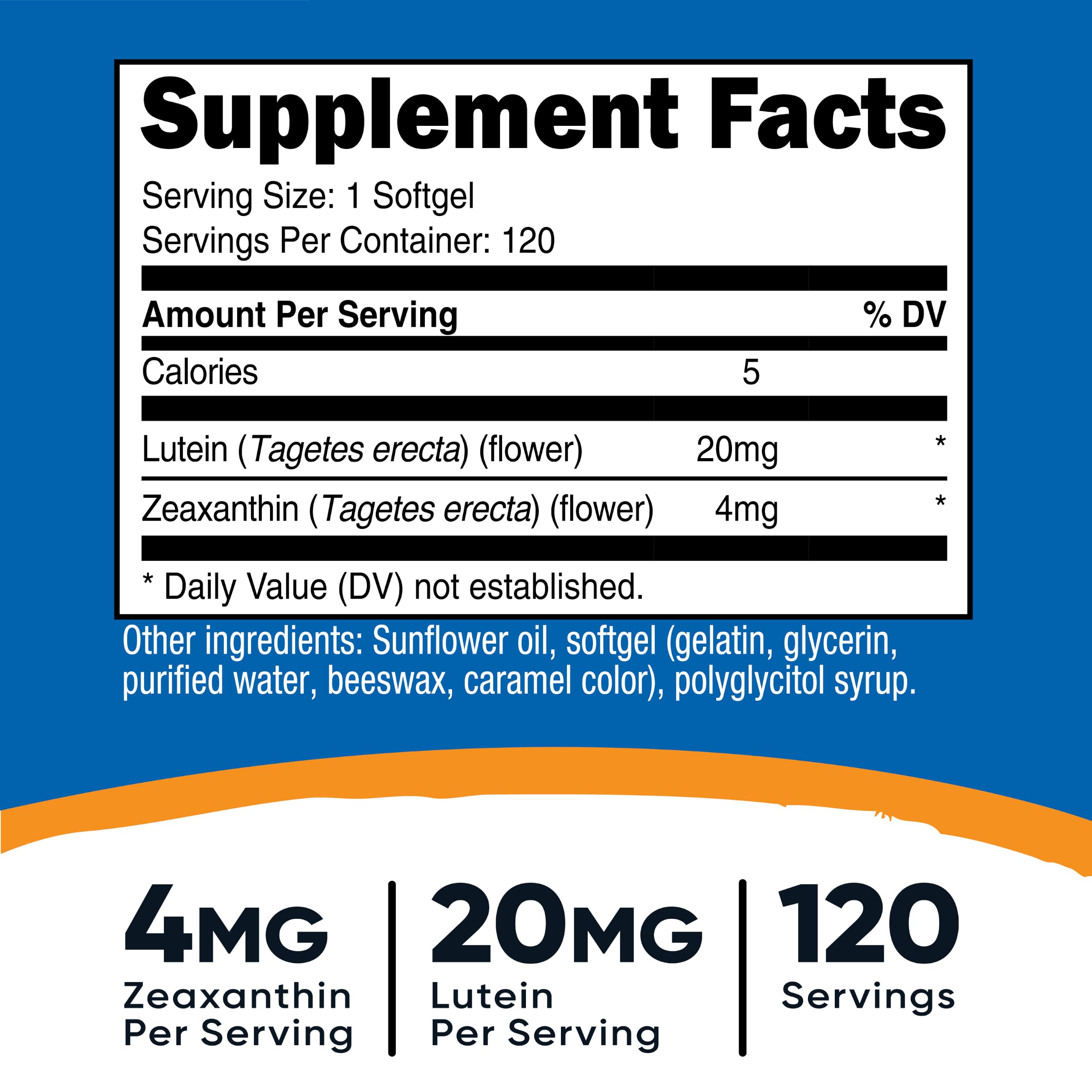 Nutricost Zeaxanthin with Lutein (20mg) 120 Softgels — Amazon image 2