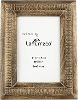 Lahumzco 4x6 Rustic Wooden Photo Frame - Handcrafted Natural Wood with Carved Beaded Design, Farmhouse Vintage Tabletop Wall Display for 4x6 Photos