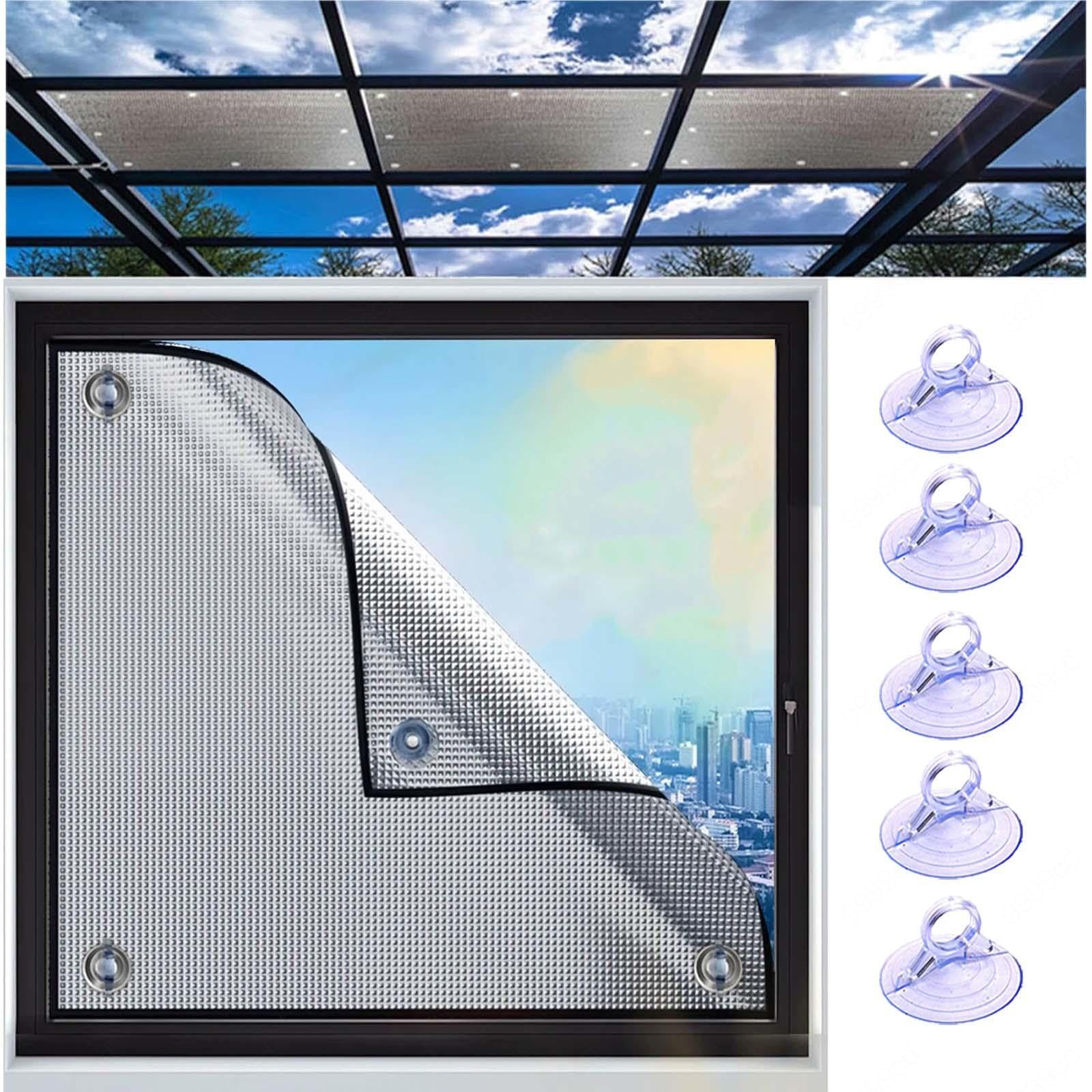 Thermal Insulation Reflective Film, Aluminium Foil Sun Blocking Anti-uv Window Tint Film, Sun Protection Blackout Privacy Window Film No Drilling, for Sunrooms Bathrooms,W×H-150x150cm/59 * 59in