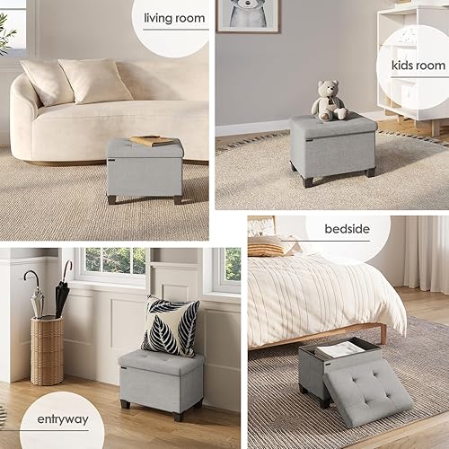 Miniatura 256 de Otomana plegable para dormitorio o sala de estar, con contenedores de almacenamiento, reposapiés para el extremo de la cama, soporta hasta 660 lb,