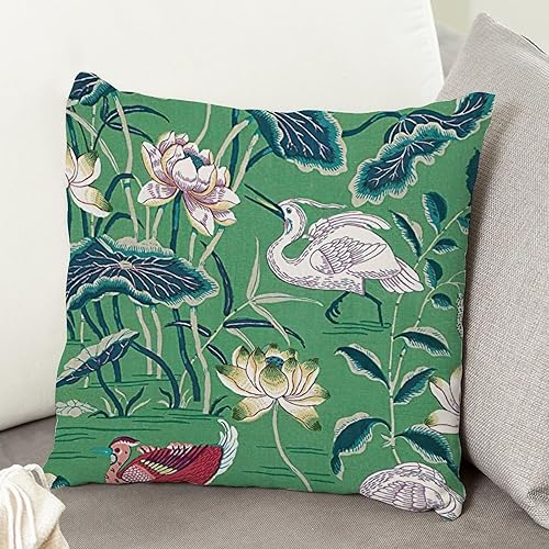 Miniatura 4 de Lotus Nymphaea Gardens Farmhouse - Funda de cojín con diseño de cisne, pato, flor verde, estilo asiático, chinoiserie, para oficina, silla de
