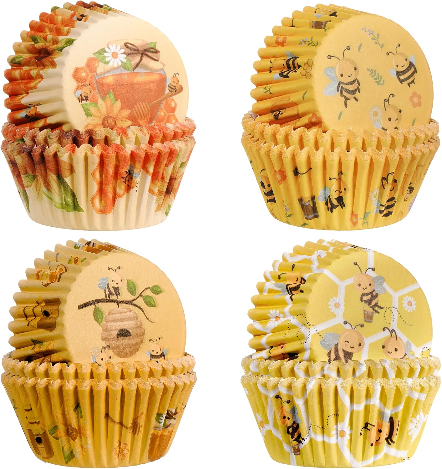Bee Cupcake Liners, 200PCS Yellow Honeycomb Paper Baking Cups
