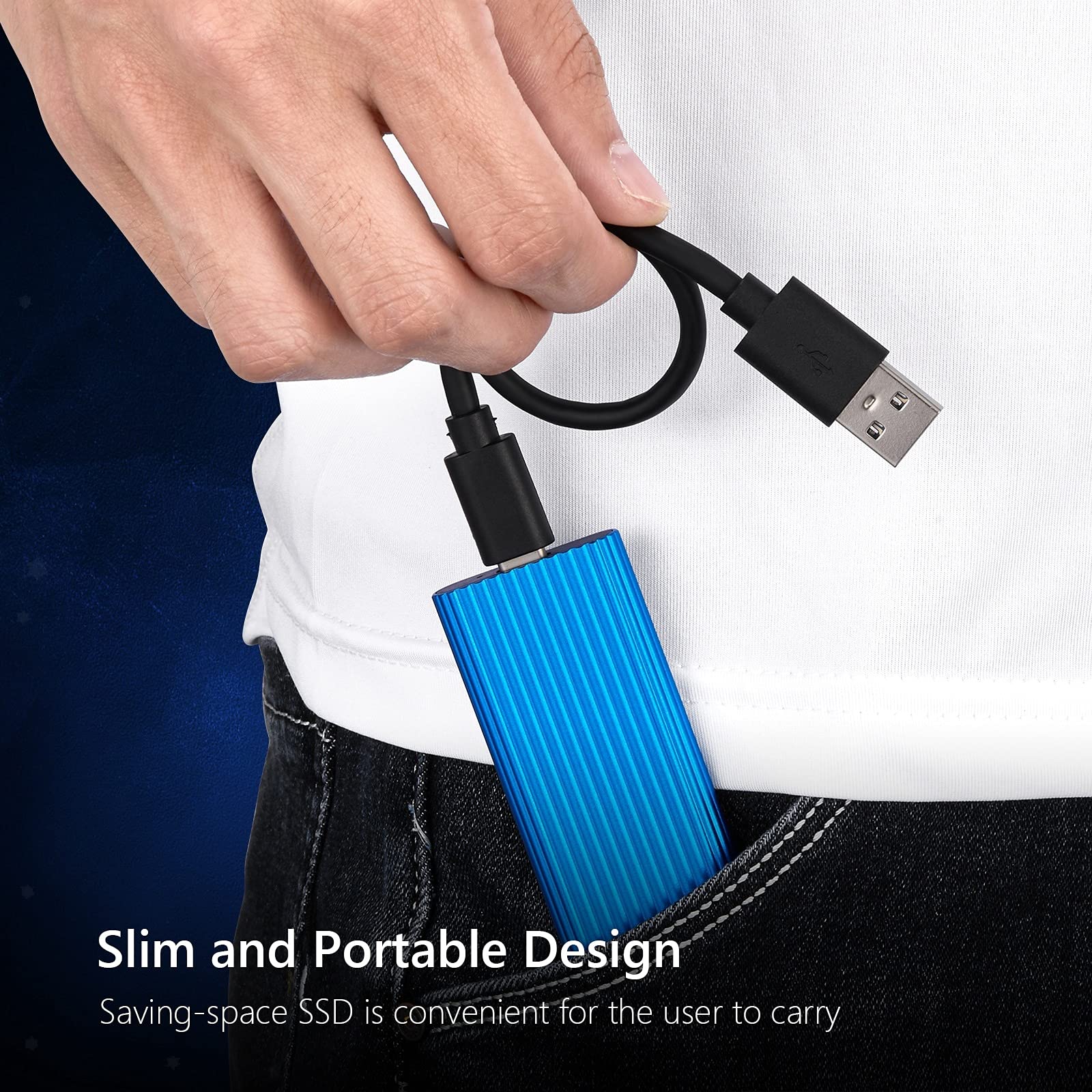 SSD portatile portatile - Dispositivo di archiviazione unità a stato solido per computer ad alta velocità, mini disco rigido ultra sottile, grande capacità per memoria ad alta velocità, accessori,2TB