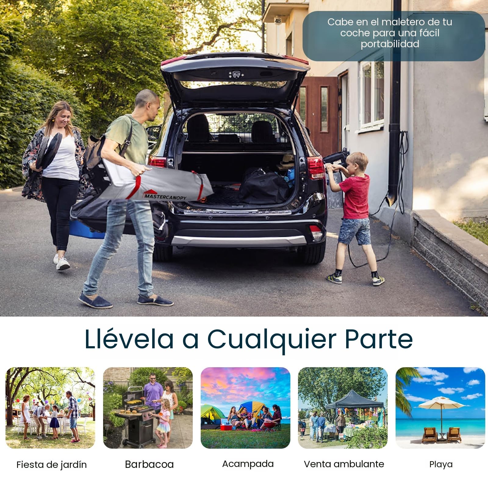 MasterCanopy Durable Ez - Tienda de campaña desplegable con 1 Pared Lateral (3 x 3 m, Negro)