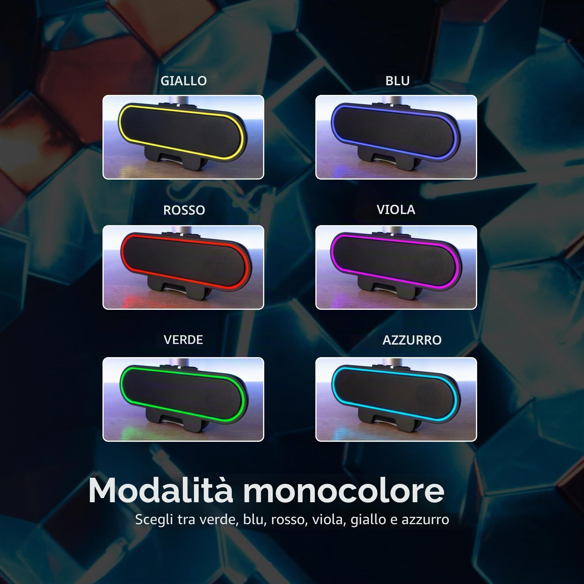 Cyber Acoustics - Barra degli altoparlanti USB con luci LED (CA-2890GX) – Barra degli altoparlanti alimentata tramite USB per PC e Mac, luci LED dinamiche sincronizzate con la musica, si fissa a