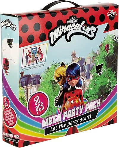 Miniatura 6 de 50 piezas de suministros para fiesta de cumpleaños, caja de fiesta temática de Zag Heroez, decoraciones de fiesta de mariquita, telón de fondo y