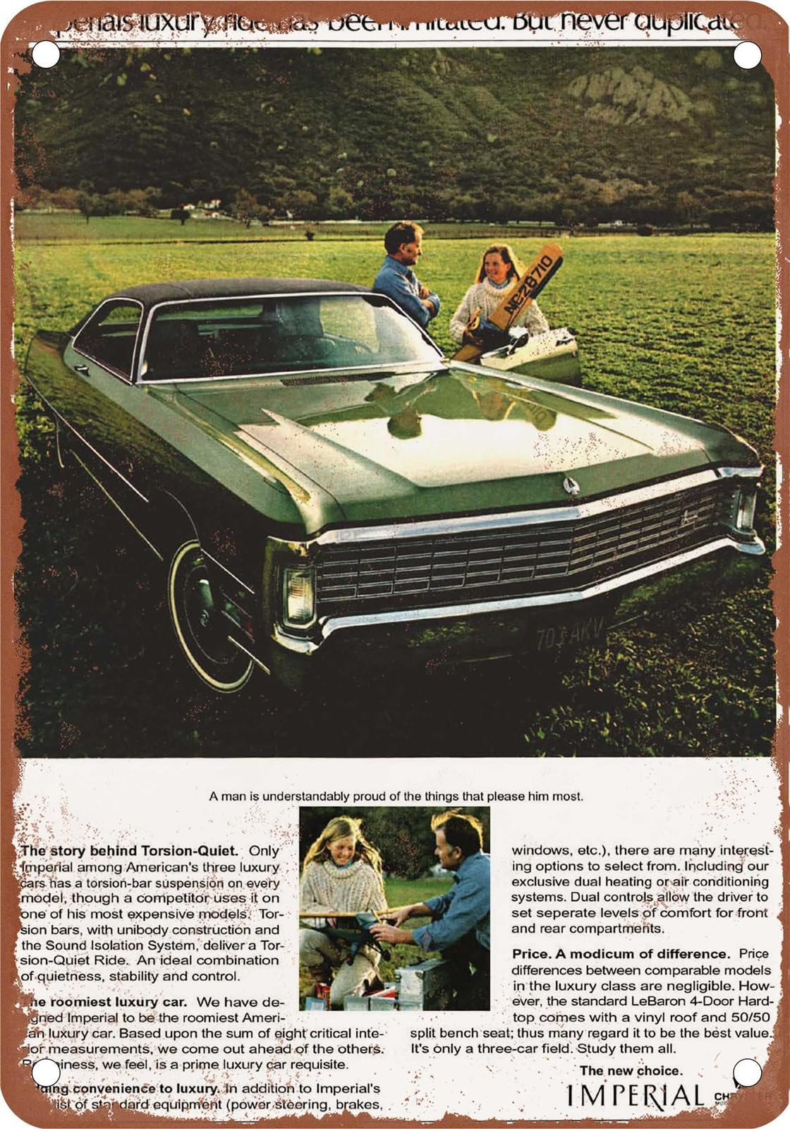 Miaomansenstore Metal Sign - 1970 Imperial Vintage Ad 05 - Old Retro Rusty Look Home Decor
