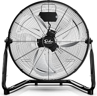 Simple Deluxe 18-Inch 3-Speed High Velocity Industrial Floor Fan - Heavy Duty Metal, 4012 CFM, Black