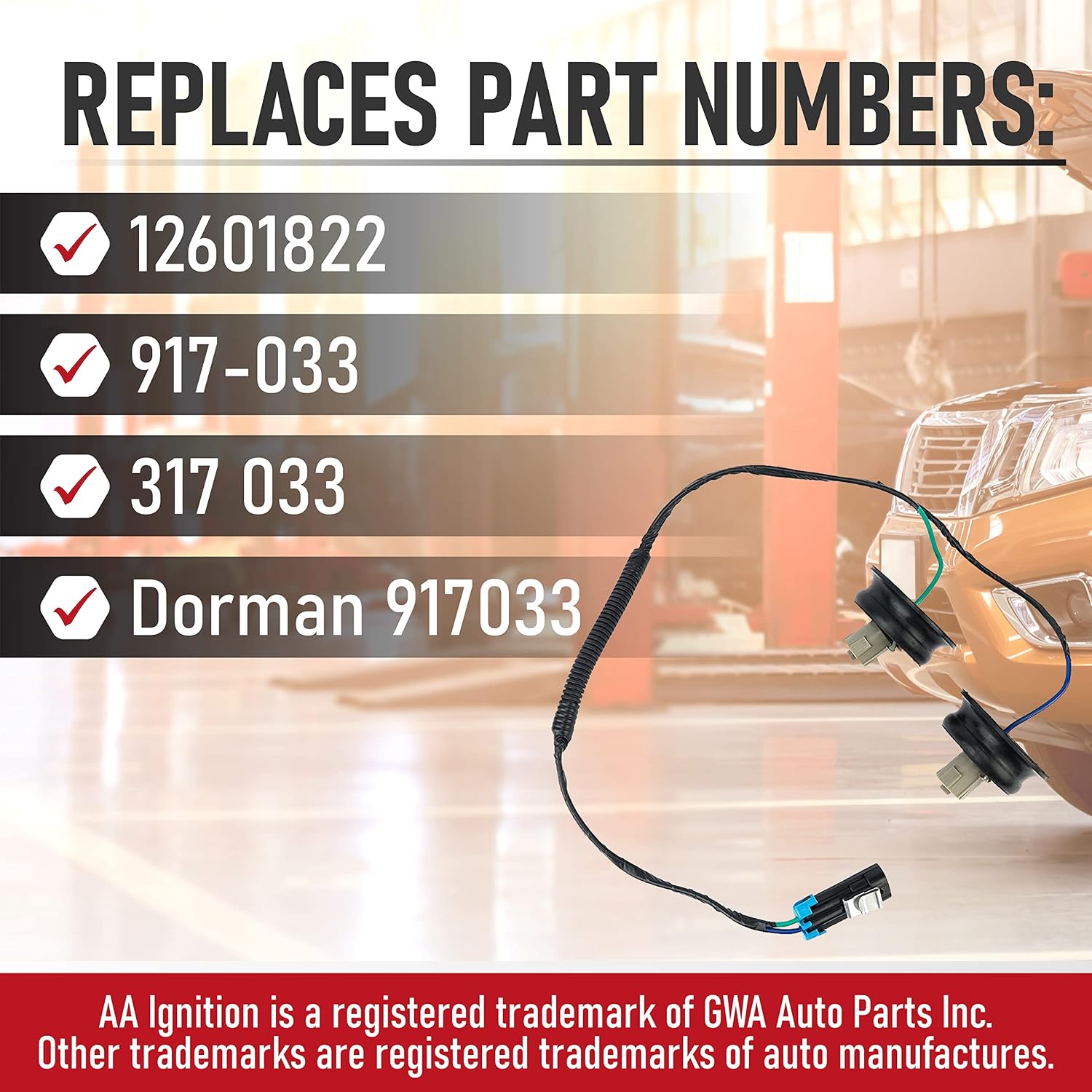 Engine Knock Sensor Wire Harness Kit - Replaces 12601822, 917-033 - Compatible with Chevy, GMC, Cadillac - Suburban, Silverado, Tahoe Sierra, Yukon, Avalanche, 4.8, 5.3, 6.0
