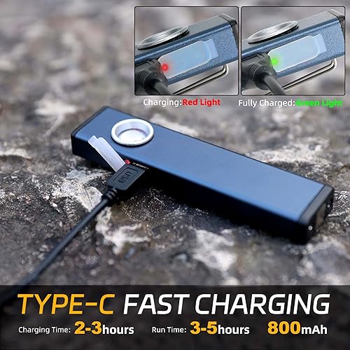 Miniatura 7 de lexall Linterna recargable, linterna LED portátil de 600 lúmenes, luz de tarea plana COB magnética con clip de bolsillo, 3 modos, luz de inspección