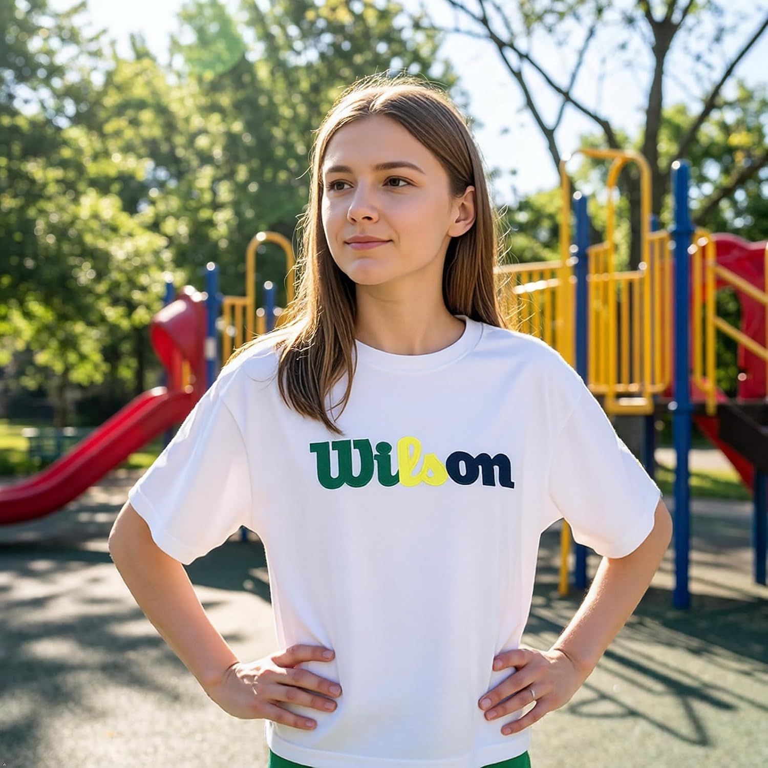 WILSON Girls Boxy Fit T Shirt Short Sleeve Athletic Tee Shirt, Sizes 7-16