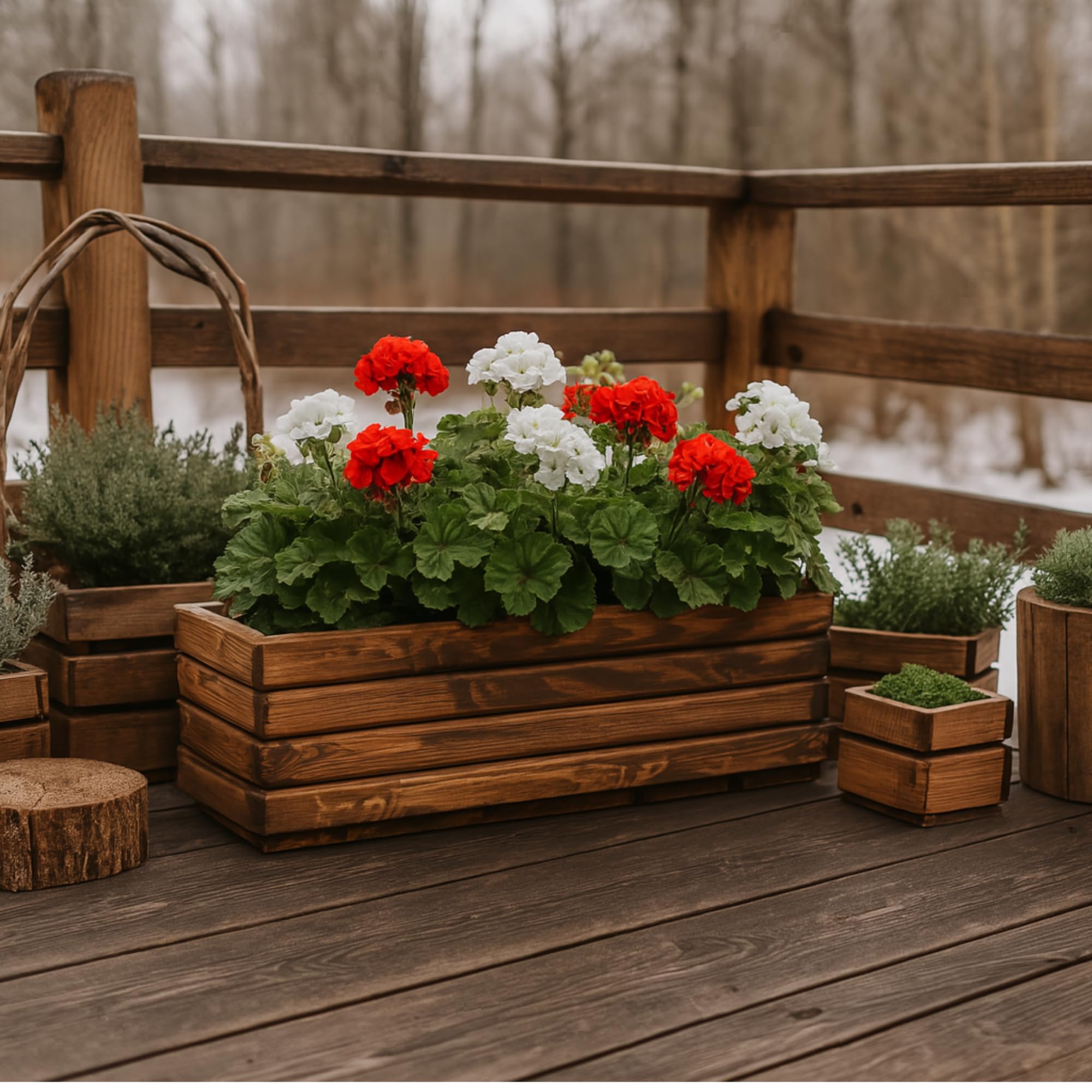 Fioriera in Legno con Tessuto Non Tessuto 118x25x25 cm cm Legno Massello Impregnato Colore Teak Vaso da Esterno per Giardino Balcone e Terrazza, Resistente alle Intemperie, 43L