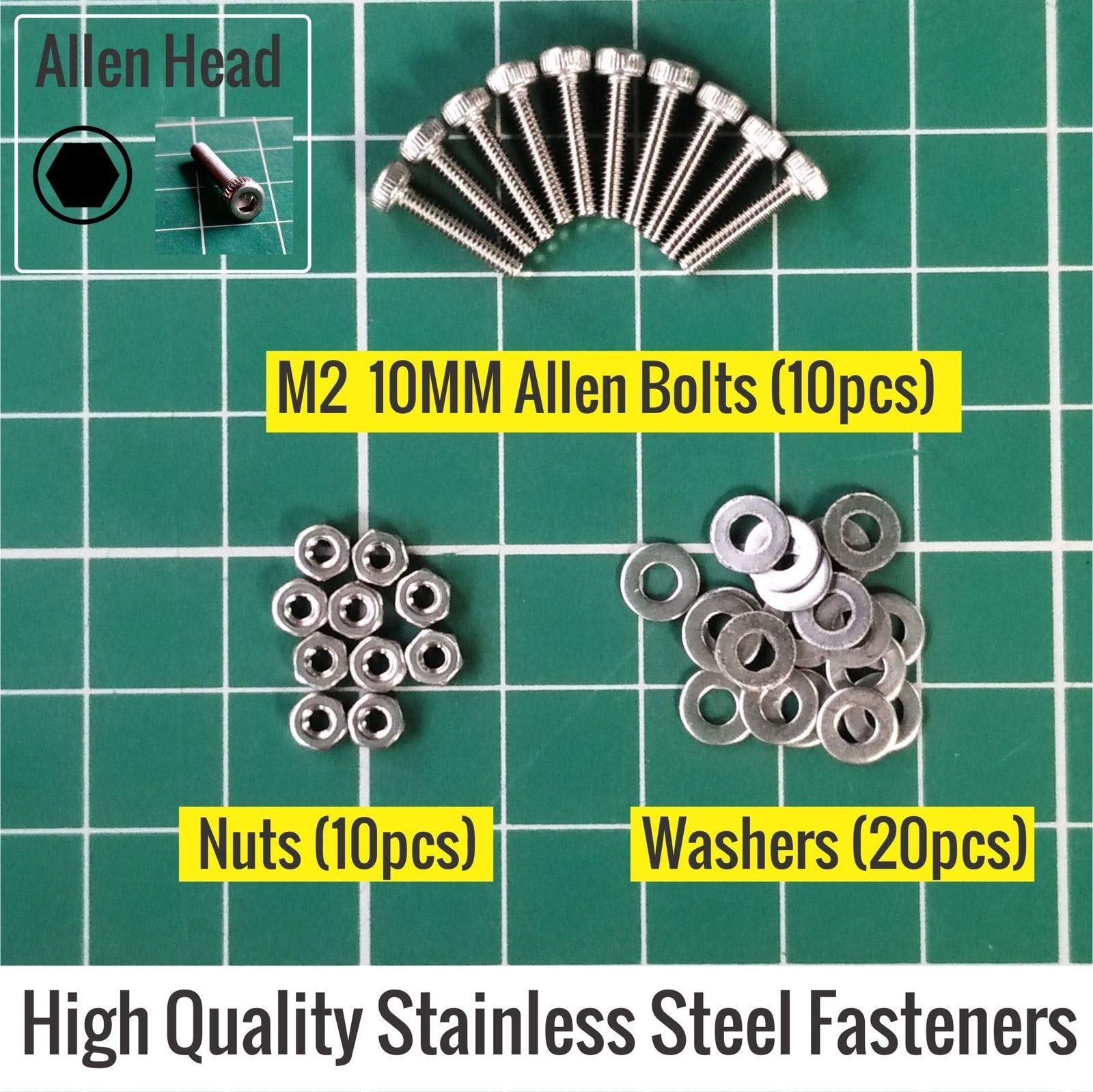 10 MM Metric M2 Stainless Steel Allen Hex Socket Screw Bolt Nuts & Washer set.-image-19