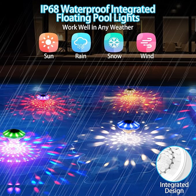 Luces Flotantes para Piscina 1 Pack LED RGB Recargable Control Remoto Impermeable IP68 miniatura 6