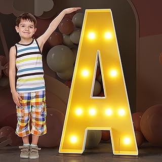 Xiomot 4FT Marquee Light Up Letters Mosaic Large Letters A Balloon Frame for Birthday Party Wedding Backdrop Decoration Anniversary Baby Shower Decor Pre-Cut Big Foam Board with Acrylic Plate Base