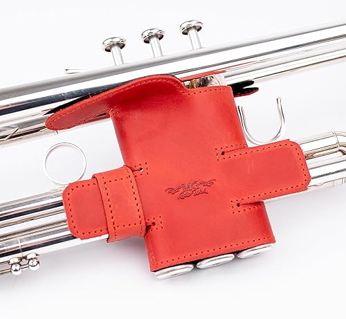 Vista 21 de Protector de válvula de trompeta de cuero genuino de protección y comodidad (guardia, negro)