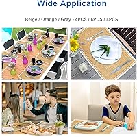 Vista 7 de Juego de 6 manteles individuales de arpillera, 18 x 11.6 pulgadas, dos capas de lino sintético, tapete decorativo para mesa de cocina, resistente al