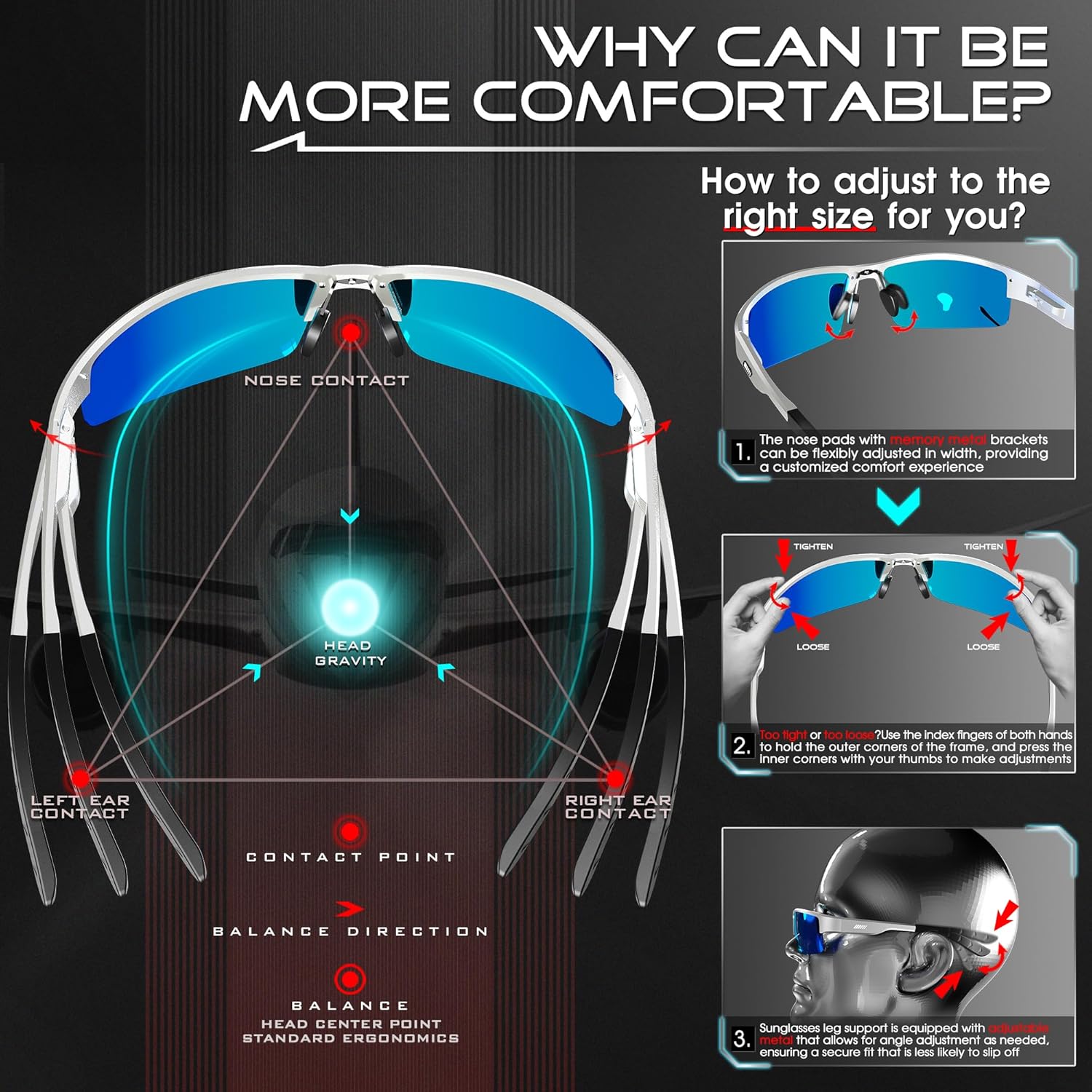 ATTCL Men's Polarized Sunglasses, UV400 Protection, Rectangle Metal Glasses for Driving, Fishing, Golf, Cycling - Image 5