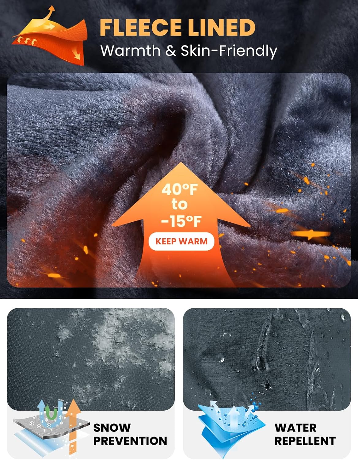 TBMPOY Men's Winter Jackets Skiing Waterproof Snow Thick Fleece Lined Hooded Utility Cold Weather Warm Outdoor Ice Work - Image 3