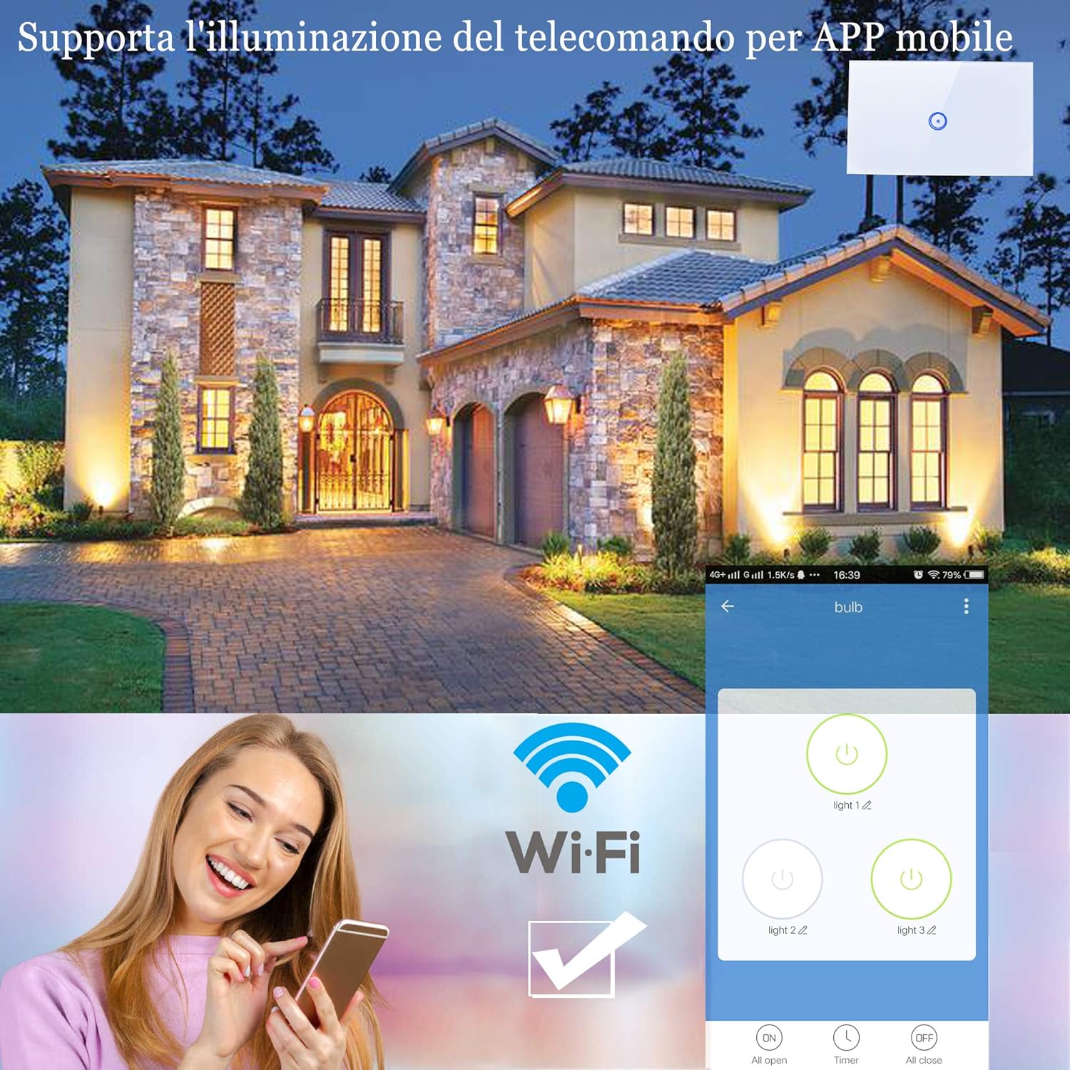 Frее Shірріng оƒƒеr Jinvoo WiFi Wall Light Touch Panel Switch, Remote Control with Smart Phone,No Hub Required, AC 110-240V, Compatiable with Alexa Echo, Works with Google Home