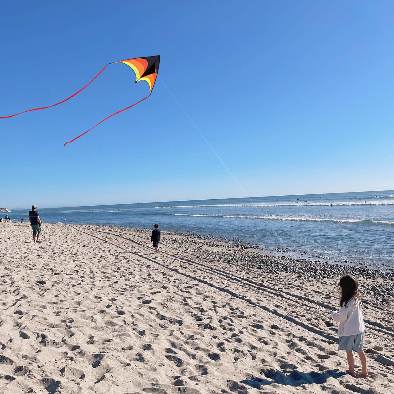 3 Pack Delta Kite Set for Adults and Kids, Single Line Beach Kites for Boys & Girls, Three Handle with String Included