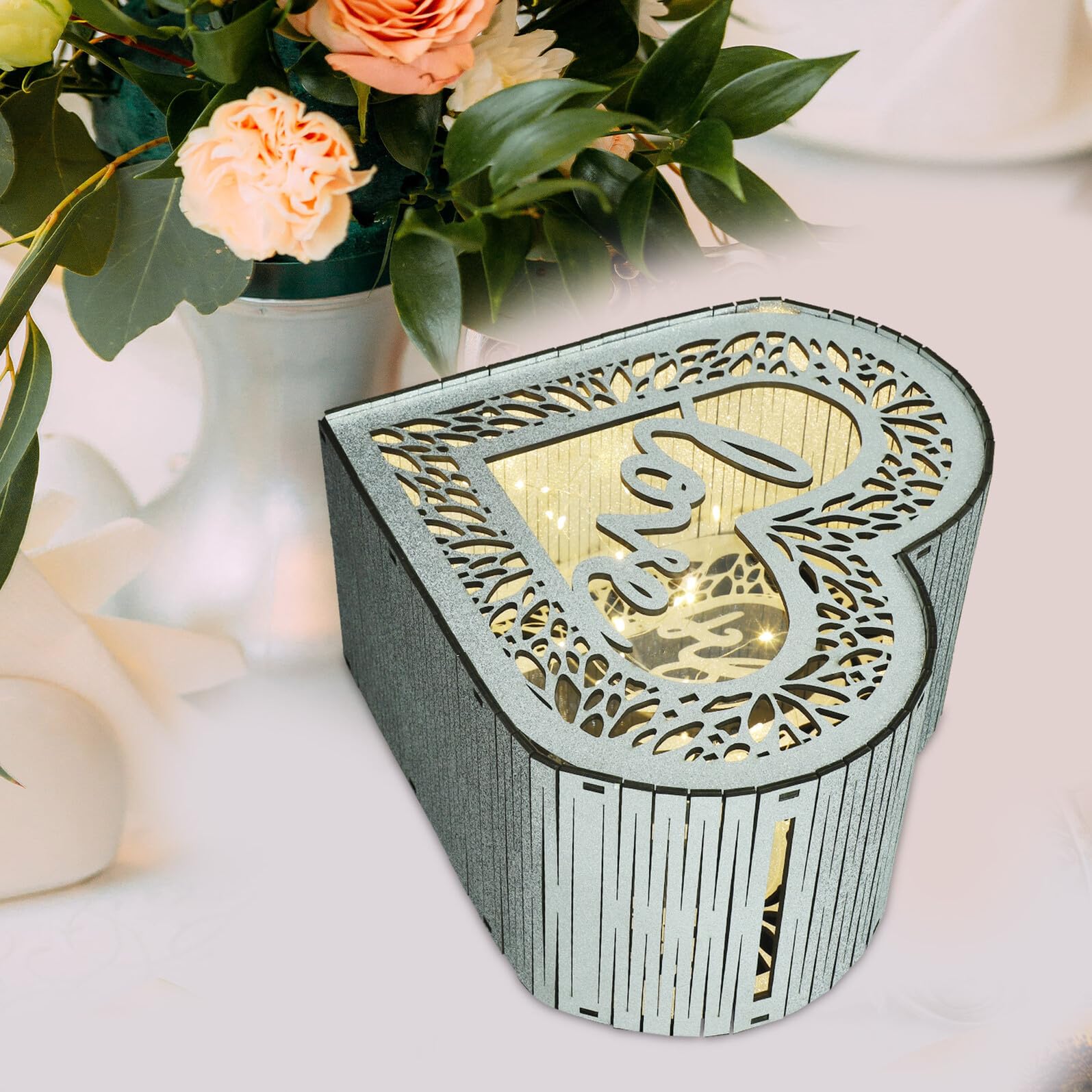 TOYANDONA Scatola per Biglietti D’Auguri a Forma di Cuore in Legno Rustico Contenitore Portatile per Buste e Denaro Matrimonio Grande Capacità per Feste e Anniversari Decorabile Fai da