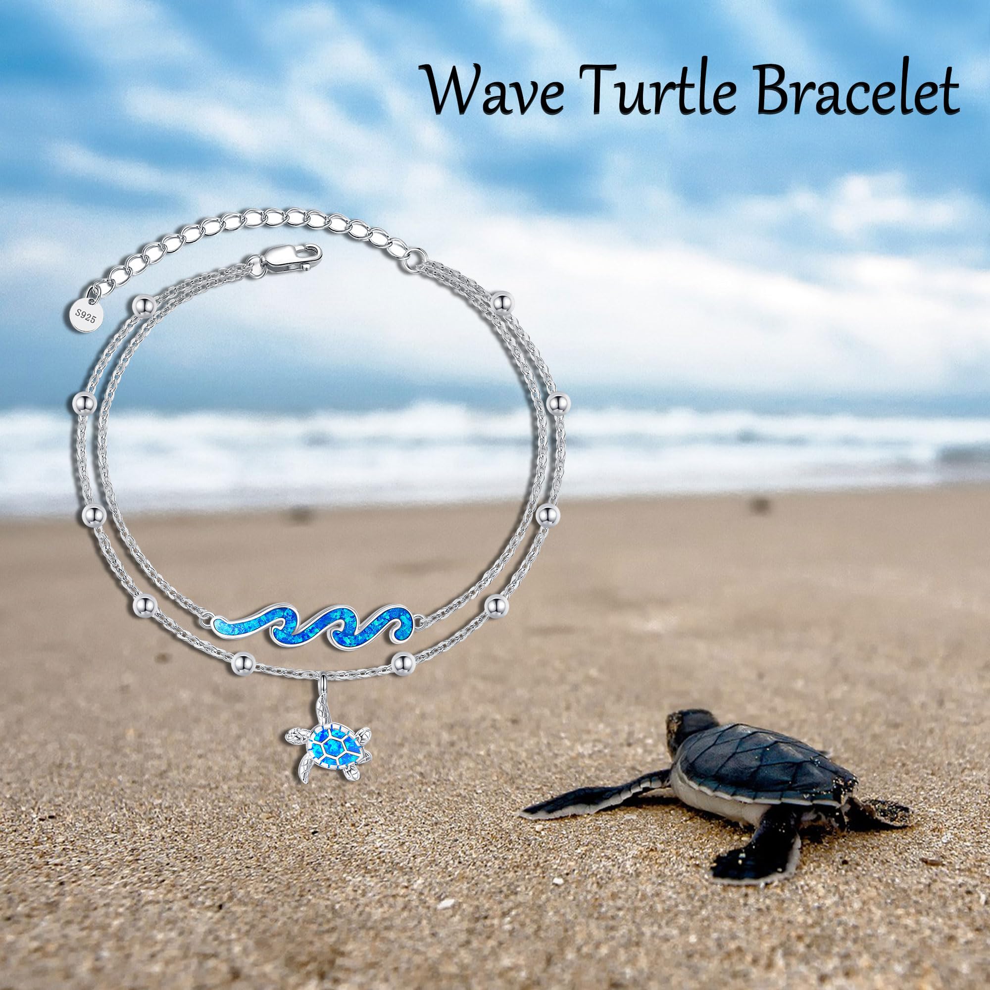 DAYLINLOVE Tobillera de plata de ley 925 con estrella de mar, ola, tortuga, mariposa, mal de ojo, alas de ángel, luna, libélula, dragón de pan, tenis, ancla, perezoso, estrella de David, pulsera de