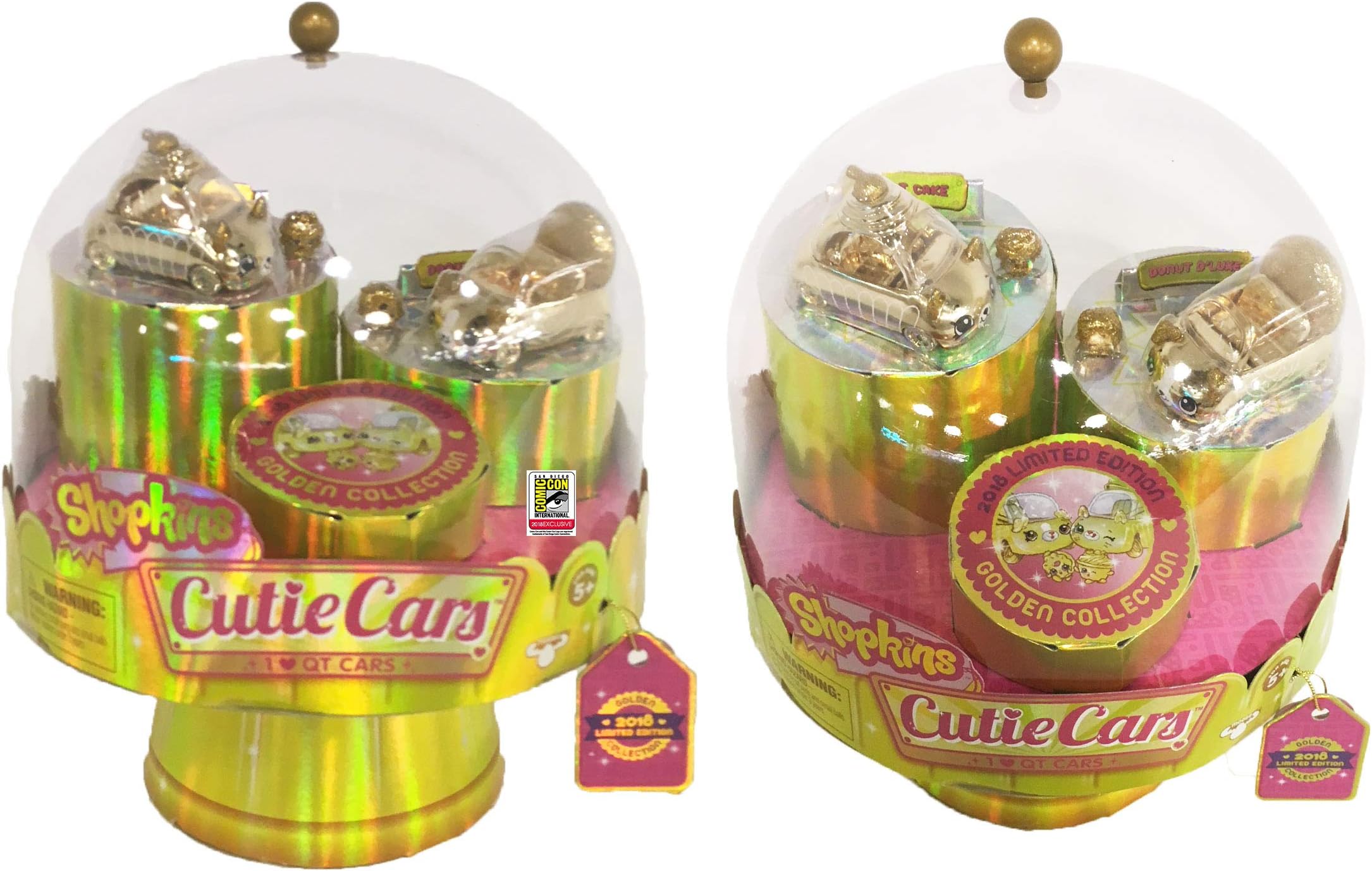 SDCC2018 Exclusive Shopkins Cutie Cars Two Piece 24Carat Bling Gold Finish Set